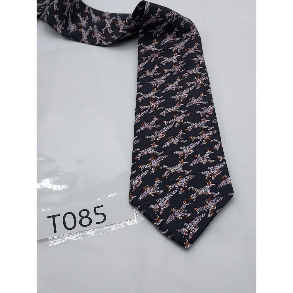 Joe Boxer Out'a Range Navy Blue 100% Italian Silk Fighter Jet Airplane Necktie